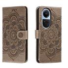 For OPPO Reno10 5G Global Sun Mandala Embossing Pattern Phone Leather Case(Grey) - 1