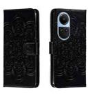 For OPPO Reno10 5G Global Sun Mandala Embossing Pattern Phone Leather Case(Black) - 1