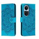 For OPPO Reno10 5G Global Sun Mandala Embossing Pattern Phone Leather Case(Blue) - 1
