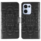 For OPPO Reno13 Sun Mandala Embossing Pattern Phone Leather Case(Black) - 1