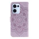 For OPPO Reno13 Sun Mandala Embossing Pattern Phone Leather Case(Purple) - 3