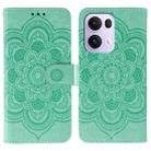 For OPPO Reno13 Pro Sun Mandala Embossing Pattern Phone Leather Case(Green) - 1