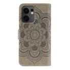 For OPPO Reno13 F Sun Mandala Embossing Pattern Phone Leather Case(Grey) - 3