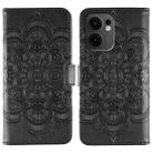 For OPPO Reno13 F Sun Mandala Embossing Pattern Phone Leather Case(Black) - 1