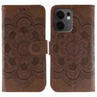 For OPPO Reno13 F Sun Mandala Embossing Pattern Phone Leather Case(Brown) - 1