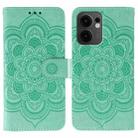 For OPPO Reno13 F Sun Mandala Embossing Pattern Phone Leather Case(Green) - 1