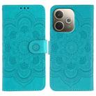 For OPPO A5 Pro 5G Global Sun Mandala Embossing Pattern Phone Leather Case(Blue) - 1