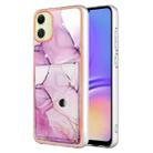 For Samsung Galaxy A05 Marble Pattern IMD Card Slot Phone Case(Pink Purple Gold) - 1