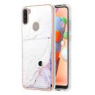 For Samsung Galaxy A11 / M11 Marble Pattern IMD Card Slot Phone Case(White Purple) - 1