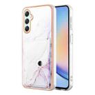 For Samsung Galaxy A24 Marble Pattern IMD Card Slot Phone Case(White Purple) - 1