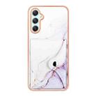 For Samsung Galaxy A24 Marble Pattern IMD Card Slot Phone Case(White Purple) - 3