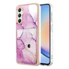 For Samsung Galaxy A25 5G Marble Pattern IMD Card Slot Phone Case(Pink Purple Gold) - 1