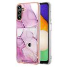 For Samsung Galaxy A35 Marble Pattern IMD Card Slot Phone Case(Pink Purple Gold) - 1