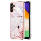 For Samsung Galaxy A35 Marble Pattern IMD Card Slot Phone Case(Rose Gold) - 1
