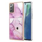 For Samsung Galaxy Note20 Marble Pattern IMD Card Slot Phone Case(Pink Purple Gold) - 1