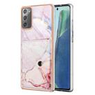 For Samsung Galaxy Note20 Marble Pattern IMD Card Slot Phone Case(Rose Gold) - 1