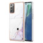 For Samsung Galaxy Note20 Marble Pattern IMD Card Slot Phone Case(White Purple) - 1