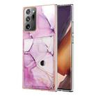 For Samsung Galaxy Note20 Ultra Marble Pattern IMD Card Slot Phone Case(Pink Purple Gold) - 1