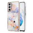 For Samsung Galaxy S21+ 5G Marble Pattern IMD Card Slot Phone Case(Galaxy Marble White) - 1