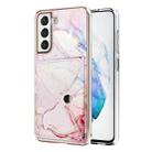 For Samsung Galaxy S21+ 5G Marble Pattern IMD Card Slot Phone Case(Rose Gold) - 1