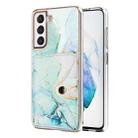 For Samsung Galaxy S21+ 5G Marble Pattern IMD Card Slot Phone Case(Green) - 1