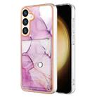 For Samsung Galaxy S24 5G Marble Pattern IMD Card Slot Phone Case(Pink Purple Gold) - 1