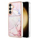 For Samsung Galaxy S24 5G Marble Pattern IMD Card Slot Phone Case(Rose Gold) - 1