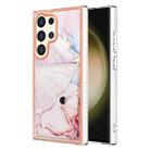 For Samsung Galaxy S24 Ultra 5G Marble Pattern IMD Card Slot Phone Case(Rose Gold) - 1