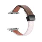 For Apple Watch SE 2023 44mm Slim Magnetic Buckle Genuine Leather Watch Band(Plain Beige Coffee) - 1