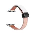 For Apple Watch SE 2023 44mm Slim Magnetic Buckle Genuine Leather Watch Band(Litchi Pink Beige) - 1