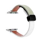 For Apple Watch SE 2023 40mm Slim Magnetic Buckle Genuine Leather Watch Band(Litchi Beige Green) - 1