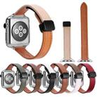 For Apple Watch Series 8 41mm Slim Magnetic Buckle Genuine Leather Watch Band(Plain Apricot) - 3