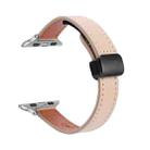 For Apple Watch Series 6 40mm Slim Magnetic Buckle Genuine Leather Watch Band(Plain Apricot) - 1