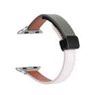 For Apple Watch 42mm Slim Magnetic Buckle Genuine Leather Watch Band(Plain Beige Green) - 1