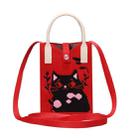Cat Knitted Mini Crossbody Phone Bag For 6.9 inch and Below Phones(Red) - 1
