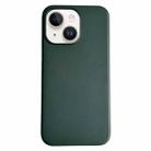 For iPhone 14 Pure Color Leather Magsafe Magnetic Phone Case(Dark Green) - 1