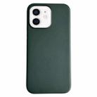 For iPhone 12 Pure Color Leather Magsafe Magnetic Phone Case(Dark Green) - 1