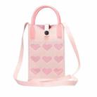 Heart Shaped Knitted Mini Crossbody Phone Bag For 6.9 inch and Below Phones(Pink) - 1