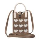 Heart Shaped Knitted Mini Crossbody Phone Bag For 6.9 inch and Below Phones(Brown) - 1