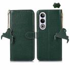 For OnePlus Nord CE4 5G / K12 5G Genuine Leather Litchi Texture RFID Leather Phone Case(Green) - 1