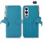 For OnePlus Ace 3V Genuine Leather Litchi Texture RFID Leather Phone Case(Blue) - 1