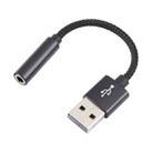 USB Male to 3.5mm Female Weave Texture Audio Adapter(Black) - 1