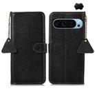 For Google Pixel 9 Genuine Leather Litchi Texture RFID Leather Phone Case(Black) - 1