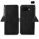 For Google Pixel 9a Genuine Leather Litchi Texture RFID Leather Phone Case(Black) - 1