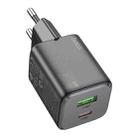 hoco N41 Almighty PD20W Type-C + QC3.0 USB Charger, EU Plug(Black) - 1