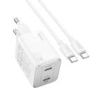 hoco N42 Elogiado PD45W Dual-port Type-C Charger with Type-C to Type-C Cable, EU Plug(White) - 1