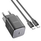 hoco N43 Vista PD30W Single Port Type-C Charger with Type-C to Type-C Cable, EU Plug(Black) - 1