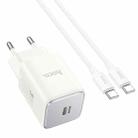 hoco N43 Vista PD30W Single Port Type-C Charger with Type-C to Type-C Cable, EU Plug(White) - 1