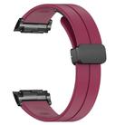 For Huawei Watch D Solid Color Folding Magnetic Buckle Silicone Watch Band(Wine Red) - 3