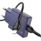 hoco N44 Biscuit PD30W Single Port Type-C Charger with Type-C to 8 Pin Cable, EU Plug(Blue) - 1